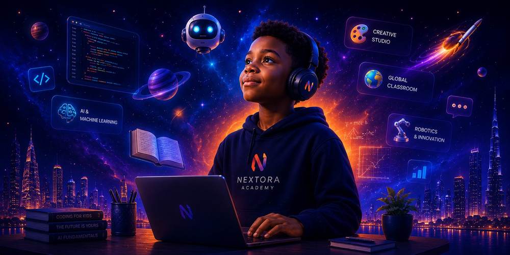 Nextora Academy student exploring AI, coding and creativity